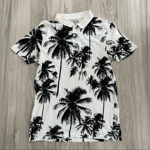 ASOS Polo Shirt With All Over Palm Tree Print